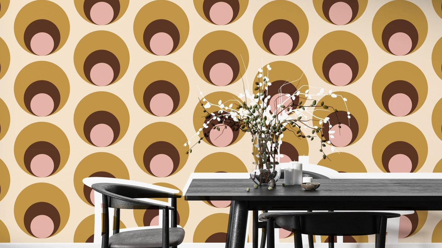 Retro dots apricity beige mural wallpaper
