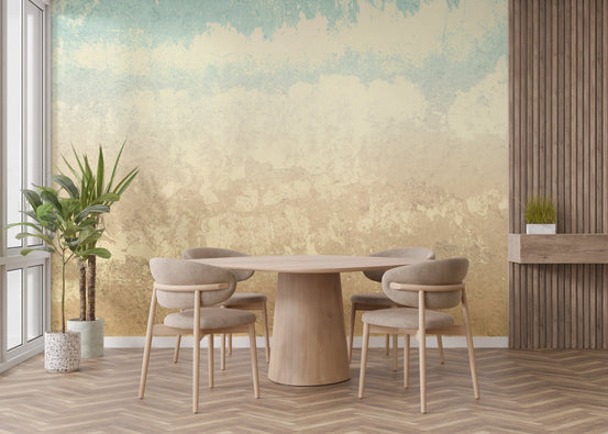 Retro earth-tone cloud mural A931
