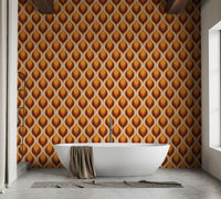 Retro flame wallpaper for a bold bathroom look