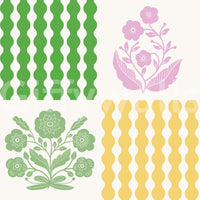 High-resolution retro floral block pattern. GD3090

