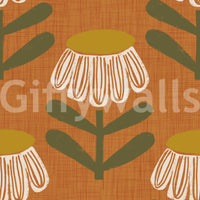 Retro wallpaper with burnt orange daisy flowers

