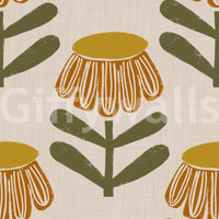 Mustard floral daisy wallpaper retro design GD646

