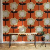 Retro Flower Orange Wallpaper - timeless retro style