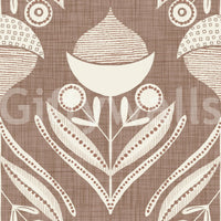Patterned acorn cap element of Abstract Floral Bloom wallpaper.
