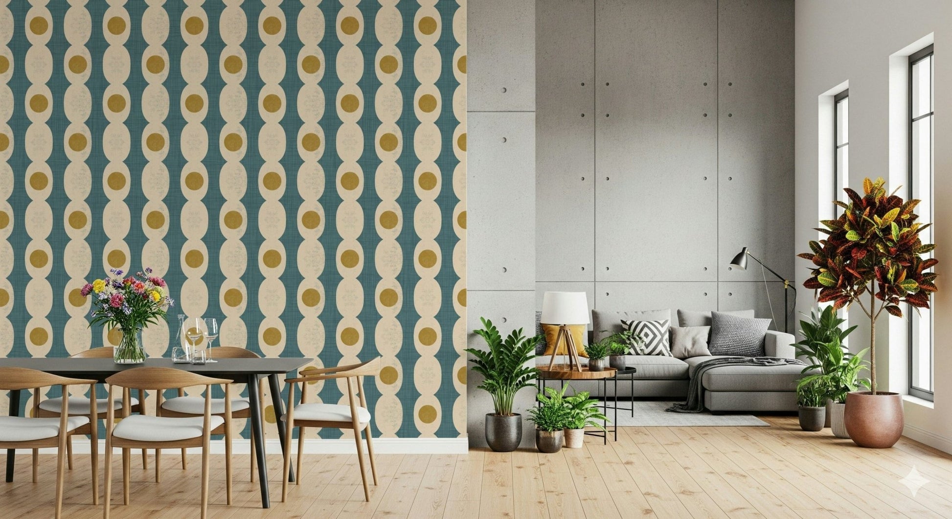 Textured fabric look of the appealing Retro Fusion Wallpaper.