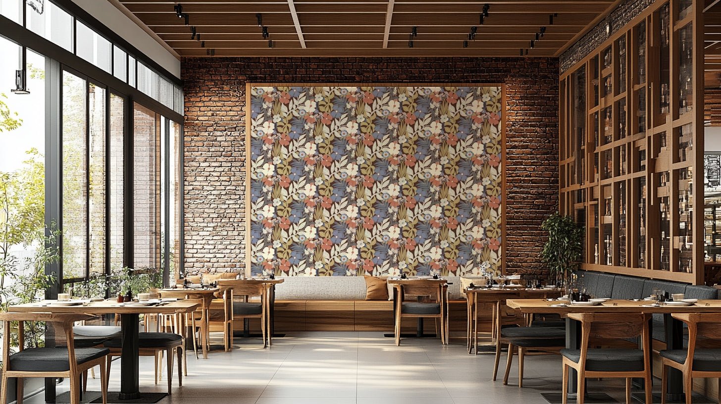 Retro floral pattern adding a dynamic, artistic touch to walls

