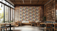 Retro floral pattern adding a dynamic, artistic touch to walls

