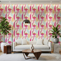 Peel and stick Retro Geo Blush, vibrant wall decor.