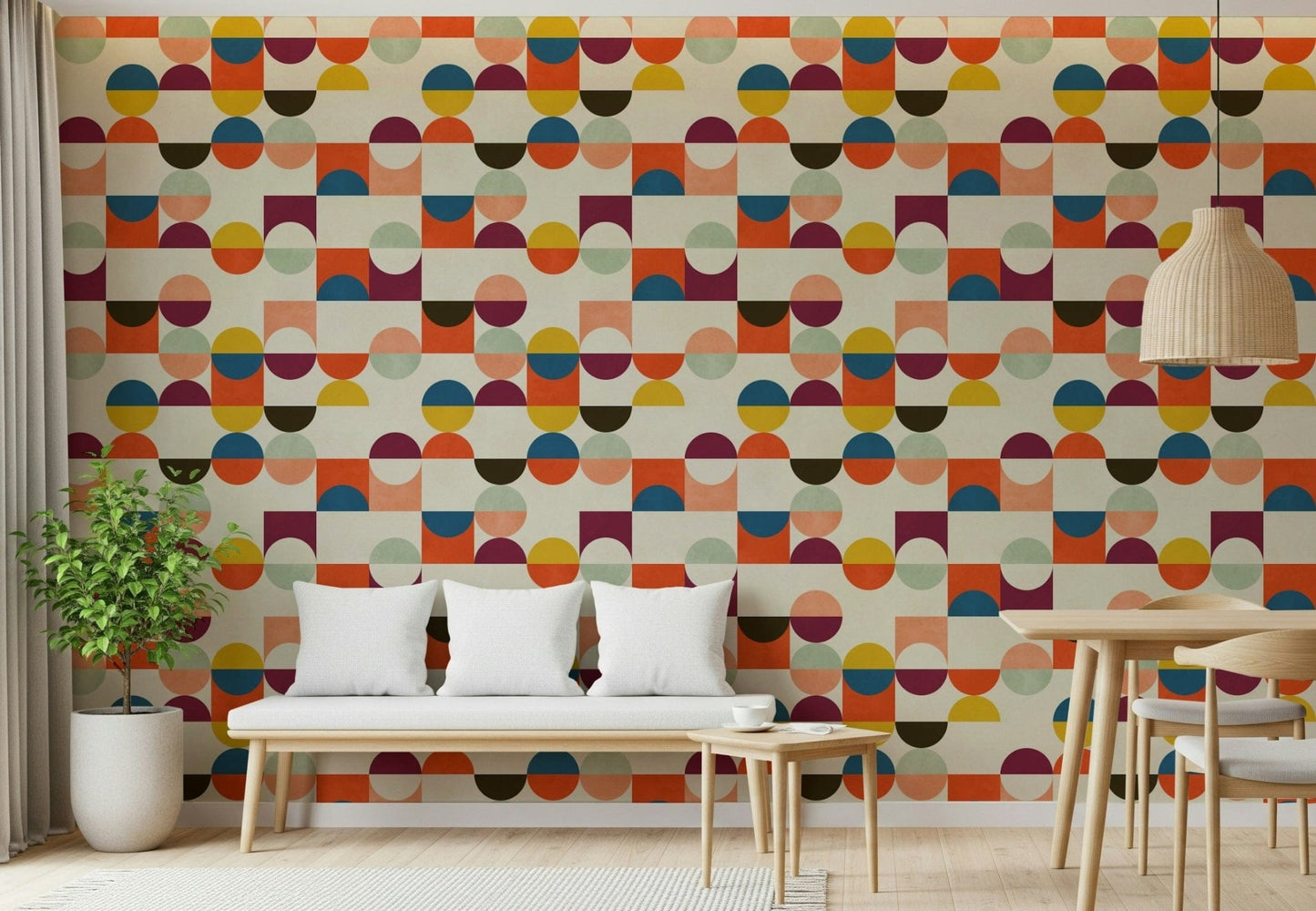 Retro Geo Harmony abstract geometric wall decor vivid colors.