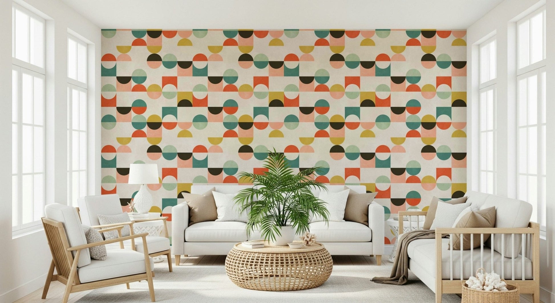 Retro Geo Harmony removable wall paper design