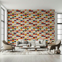 Wallpaper for walls Geo Harmony retro abstract geometric shapes.