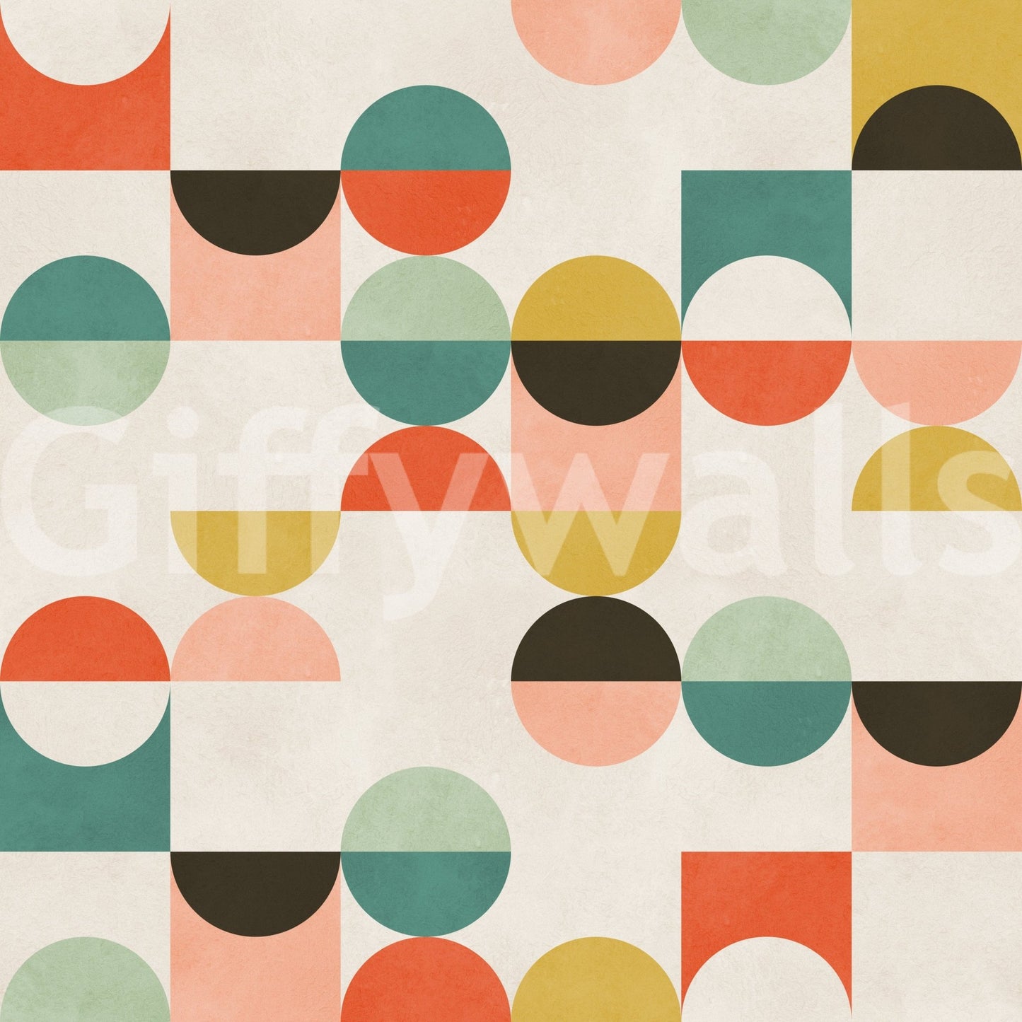 Mid-century modern shapes wallpaper Retro Geo  Harmony 