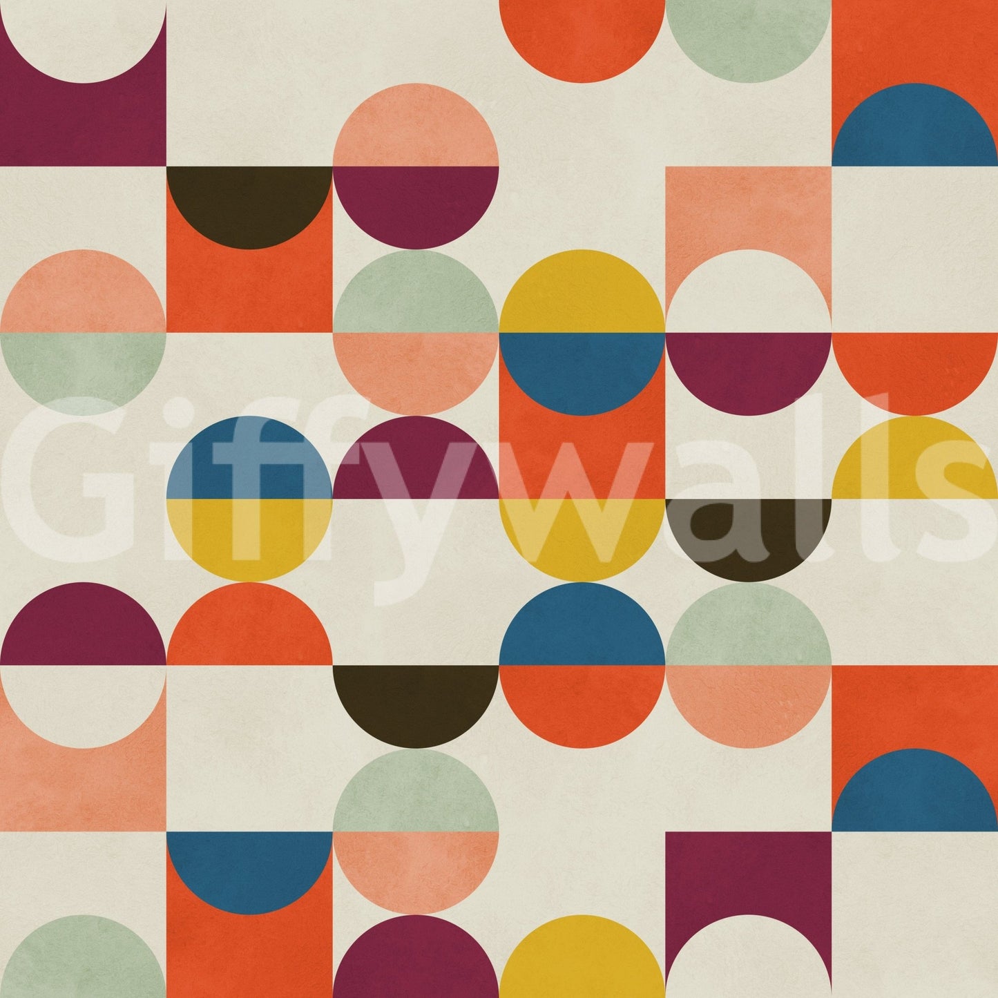 Geo Harmony geometric wallpaper for walls bold color palette.