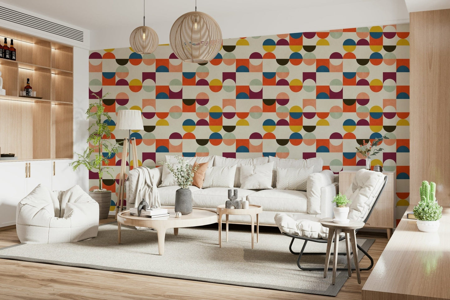 Geo Harmony wall mural geometric repeating pattern subtle texture.