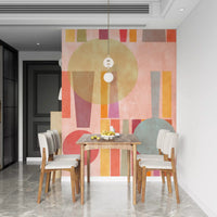 Retro Play wall mural with artistic geometry and warm pastel abstract pattern