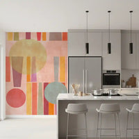 Geo Play wall mural with layered circles and vertical pastel abstract design
