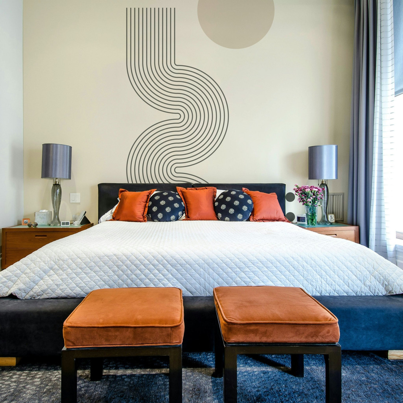 Retro Geometric Flow Wall Mural full view

