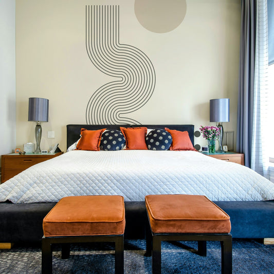 Retro Geometric Flow Wall Mural full view

