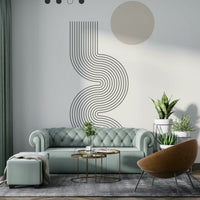 Close-up of flowing geometric shapes mural

