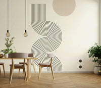 Living room with retro flow wall mural

