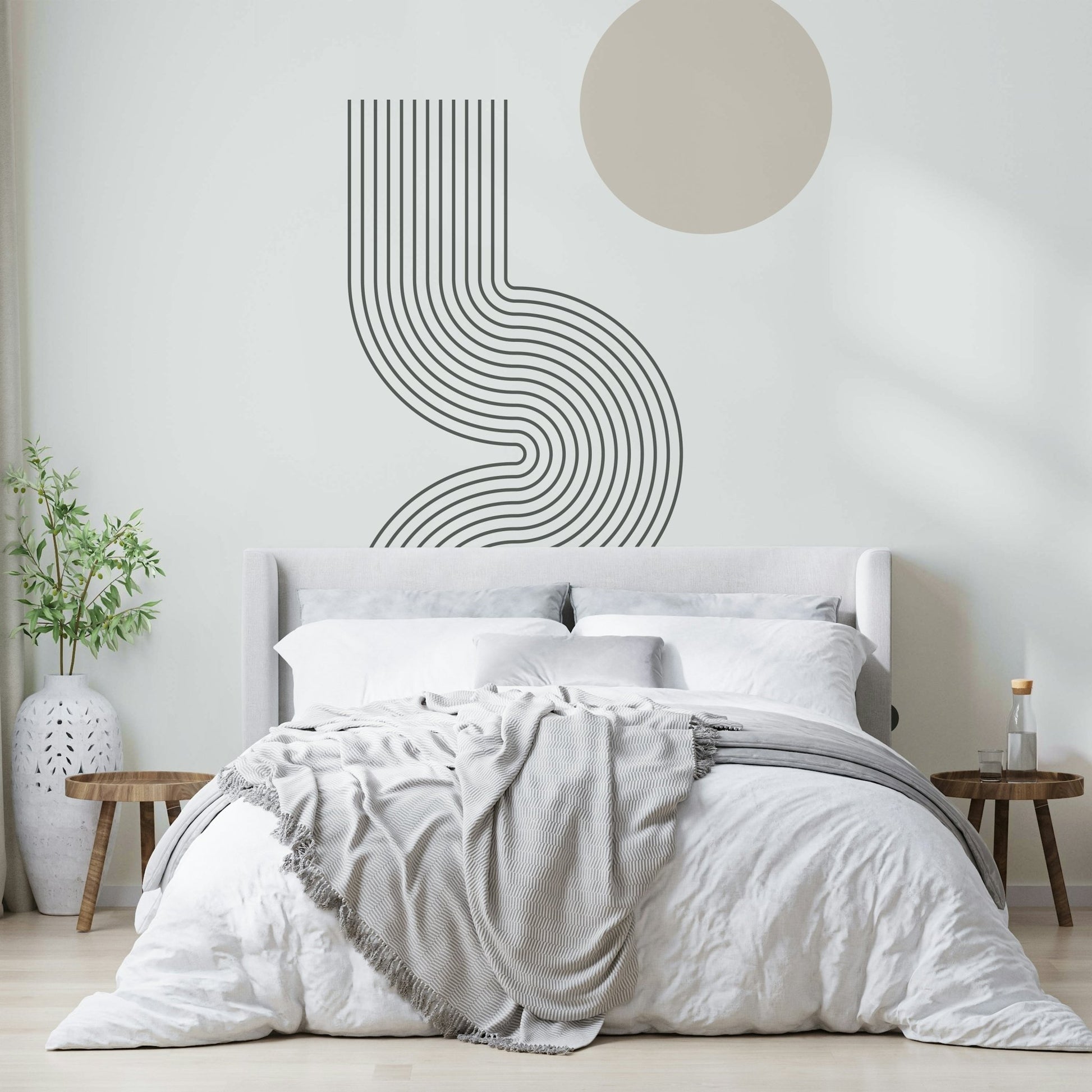 Living room with retro flow wall mural

