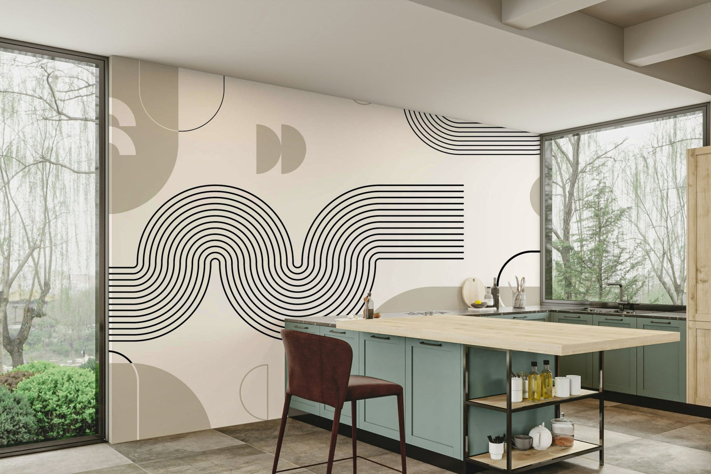 Warm earthy tones retro wallpaper for walls GD587

