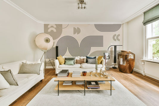 Retro Geometric Waves Wall Mural full view

