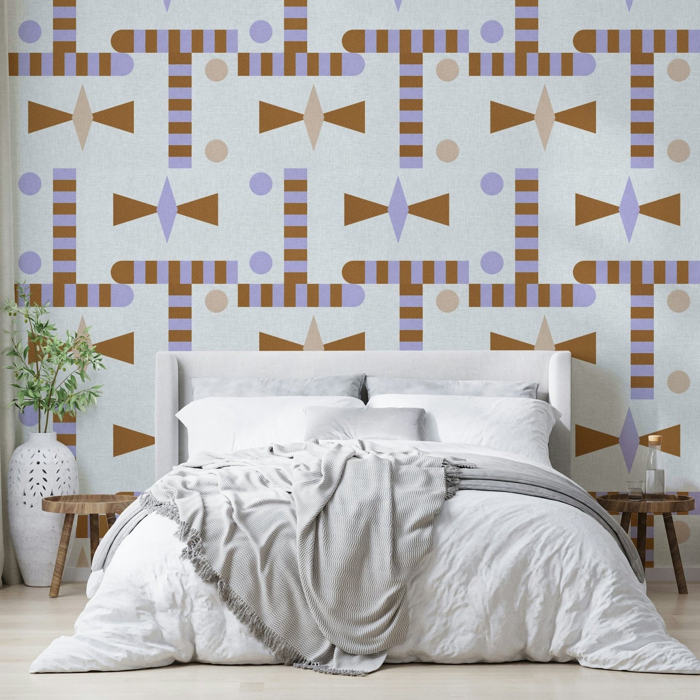 Geometric mural wallpaper for living rooms

