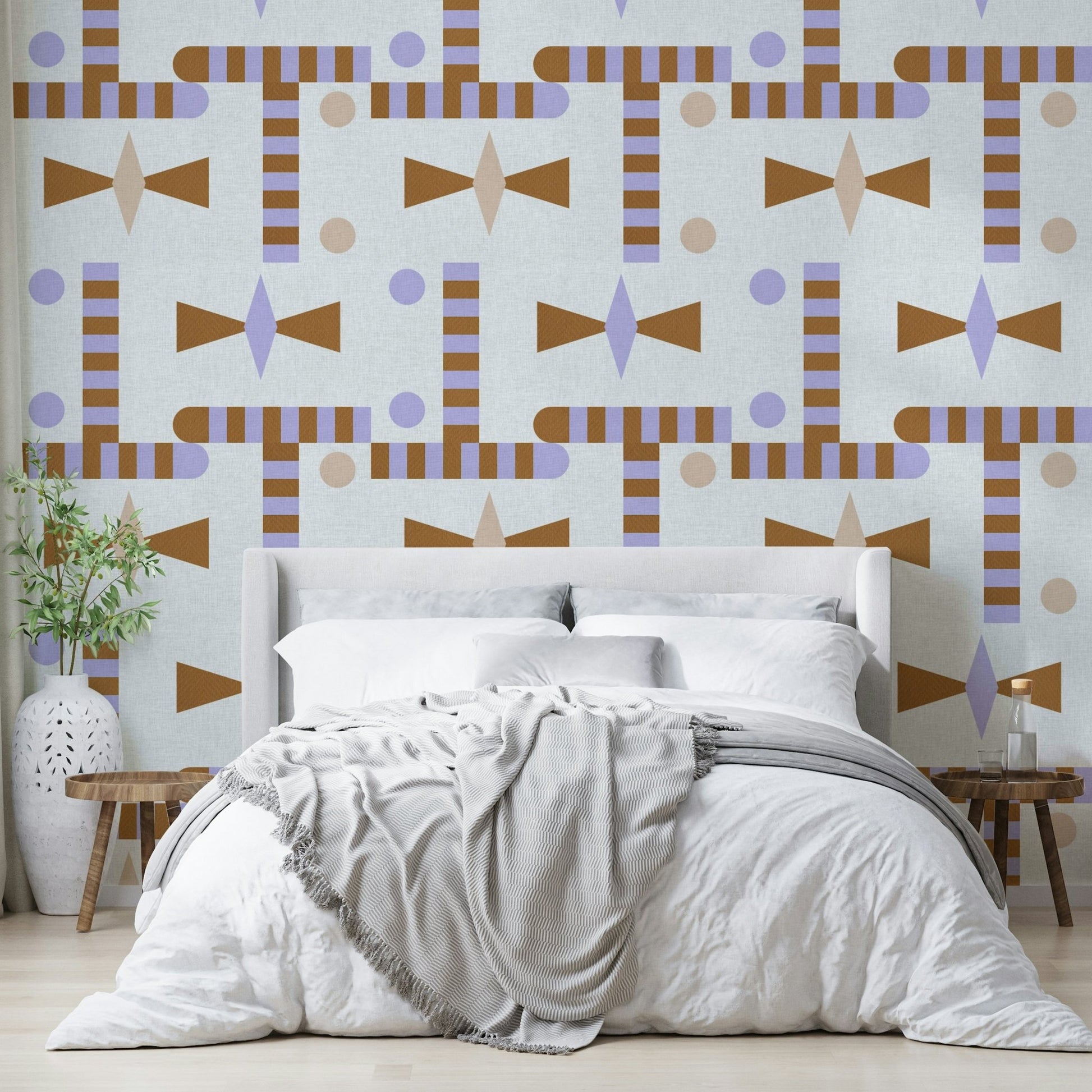 Geometric mural wallpaper for living rooms

