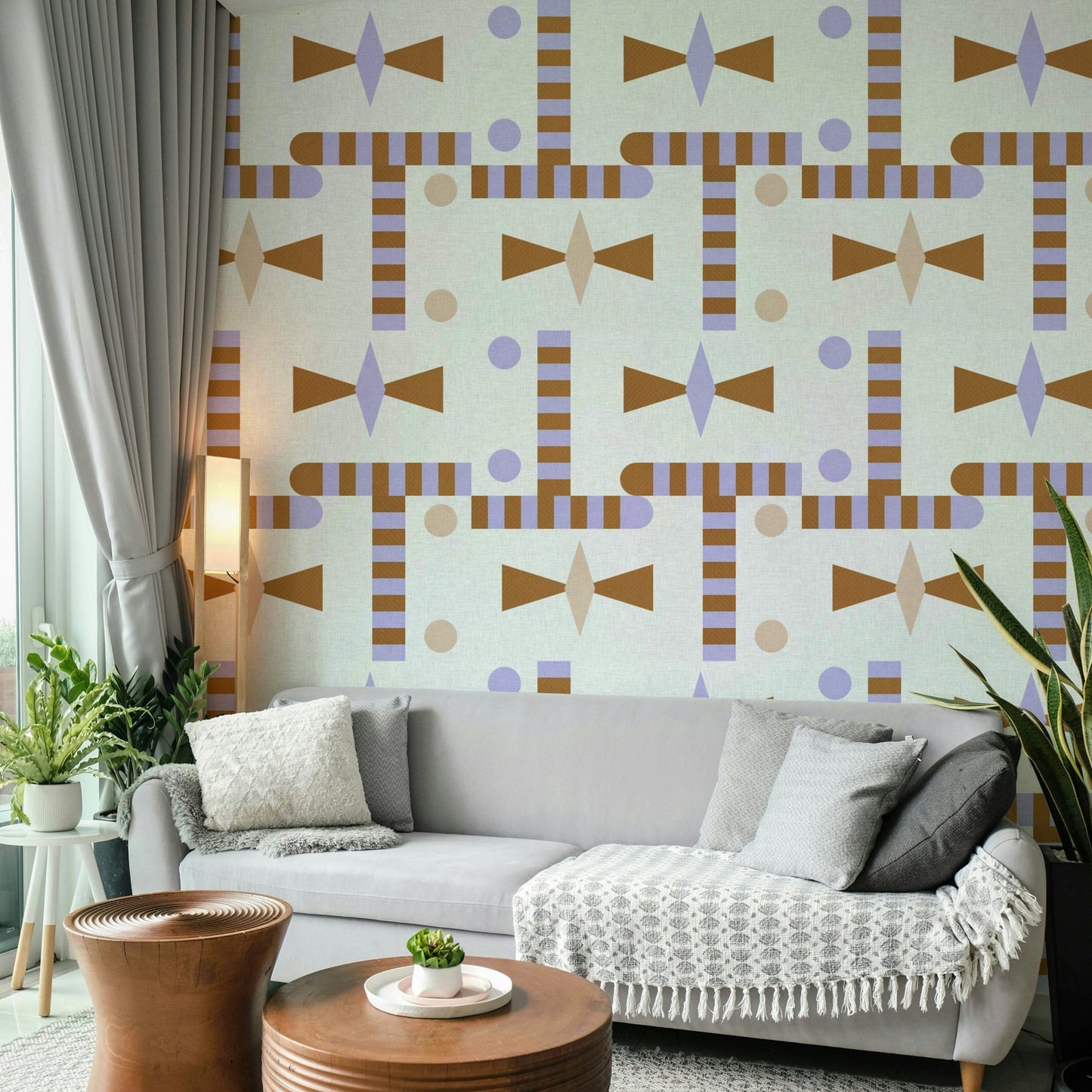 Playful retro wallpaper with clean lines

