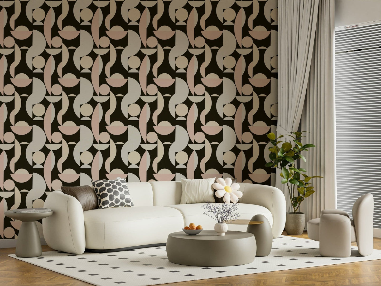 Nursery accent Retro Geometry sophisticated pattern design.