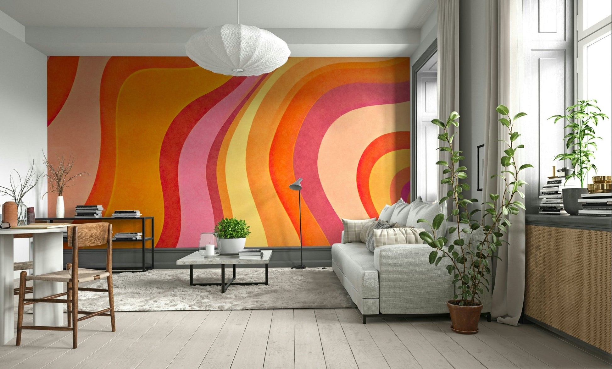 Close-up of a fluid, wavy pattern with watercolor texture

