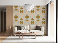 Hullabaloo gamboge Retro Harmony Splendid geometric wallpaper for walls.
