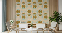 Kismet Retro Harmony Ochre quixotic peel and stick wallpaper.