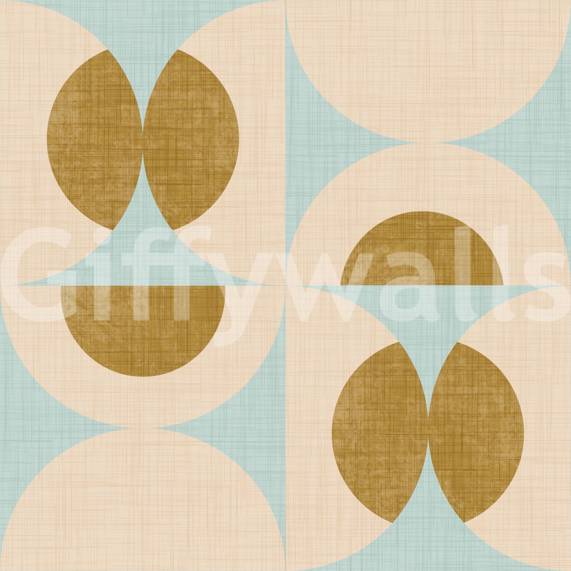 Willy-nilly beige Retro Harmony Wall Mural whimsical geometric lozenge.