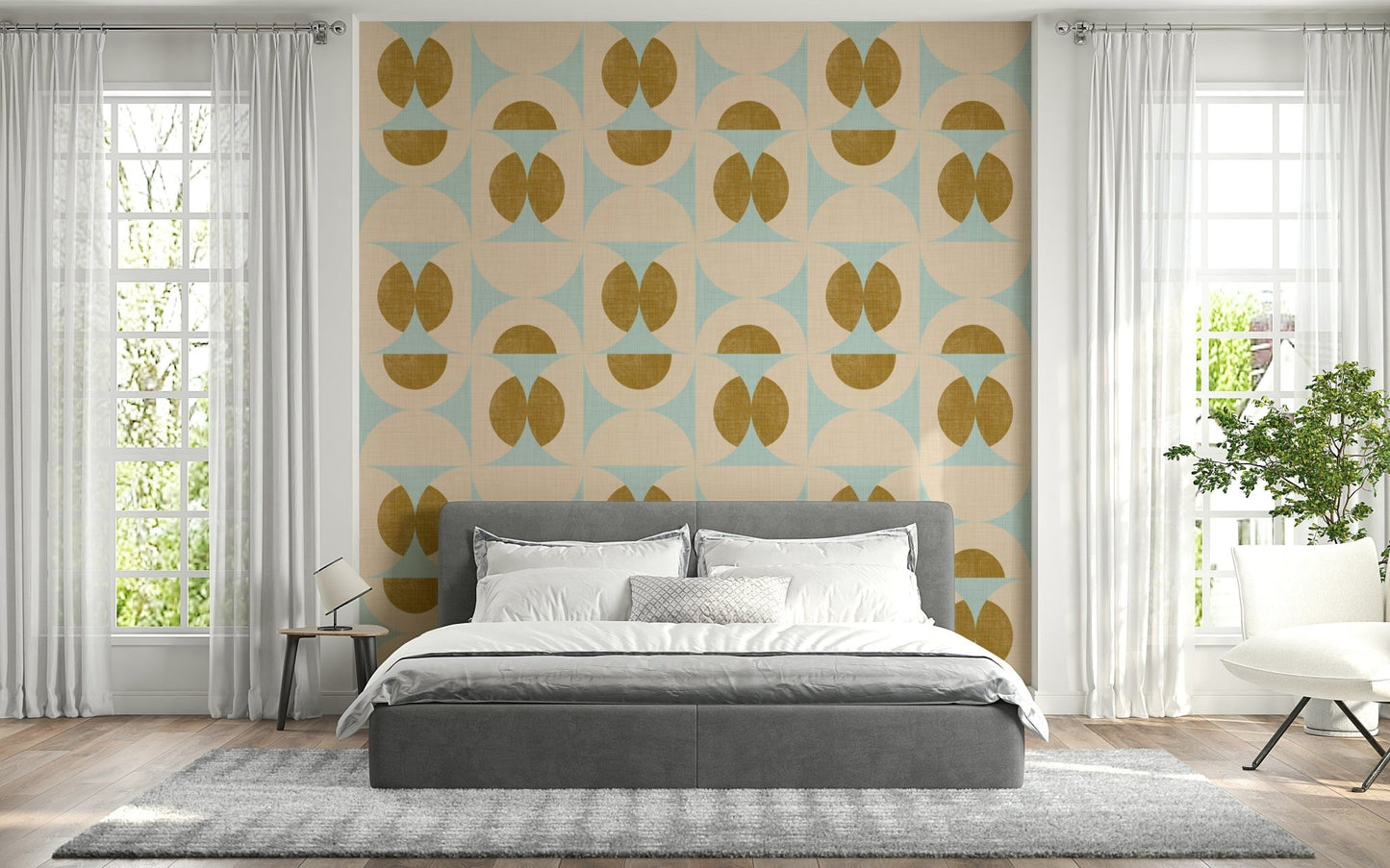 Perambulate with gossamer Retro Harmony Nifty geometric wall mural.