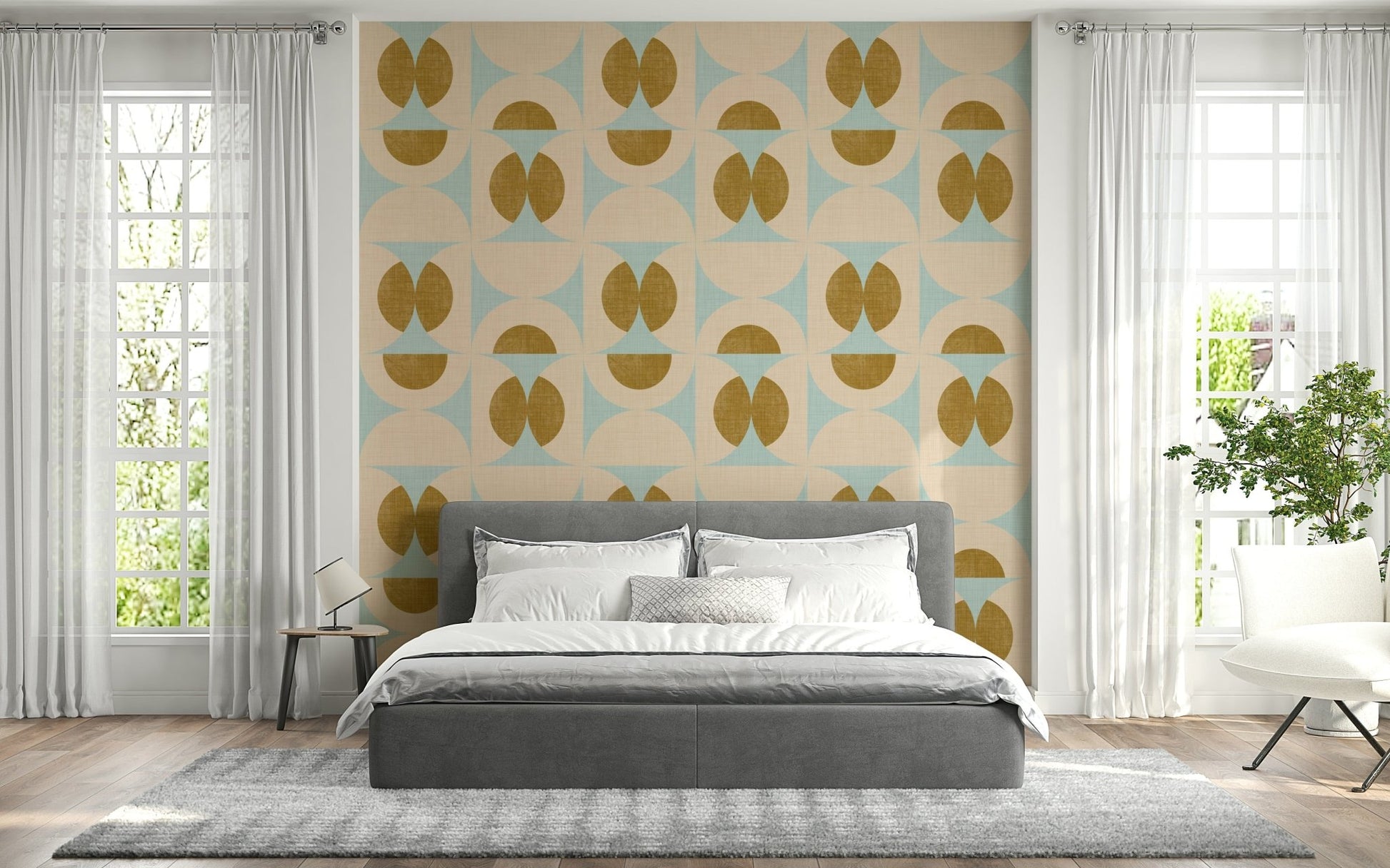 Perambulate with gossamer Retro Harmony Nifty geometric wall mural.