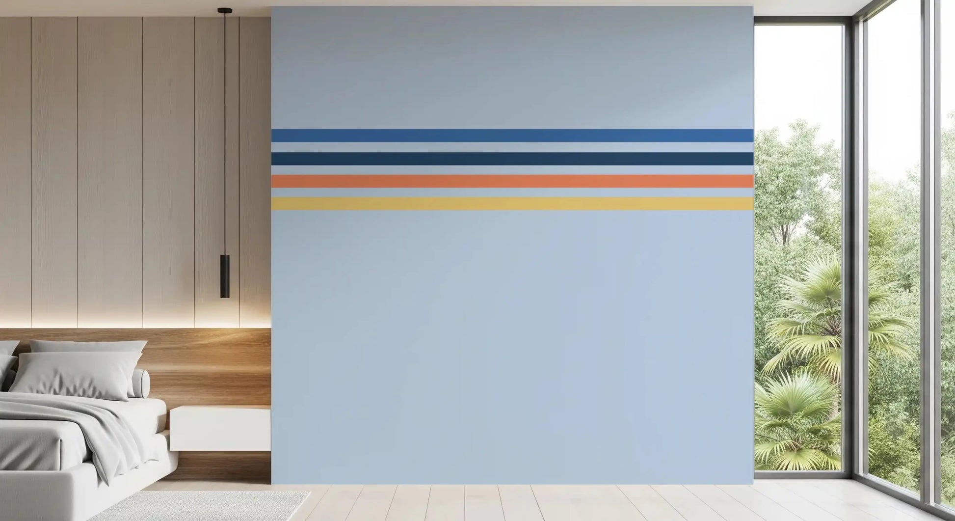 Graphic linear styling defines the Retro Horizon Stripes wall mural neatly, GD9266