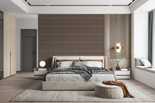 Retro Lines Wallpaper in a stylish, mid-century modern entryway.