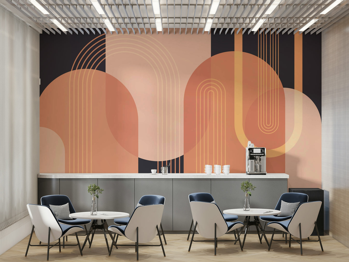 The composition is an abstract, geometric pattern.

