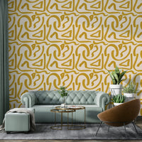 Retro abstract mustard wallpaper

