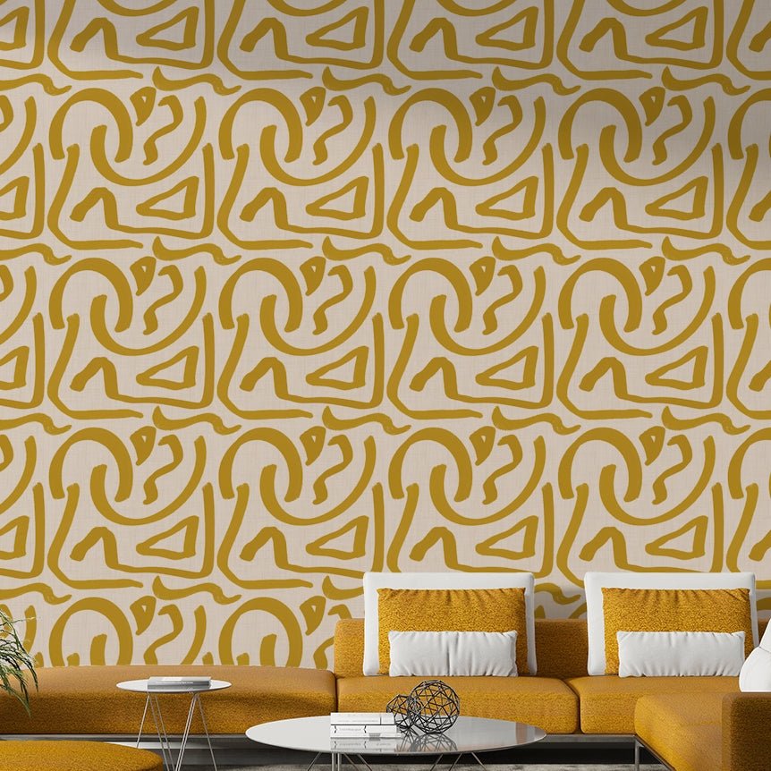 Brushstroke retro mustard wallpaper

