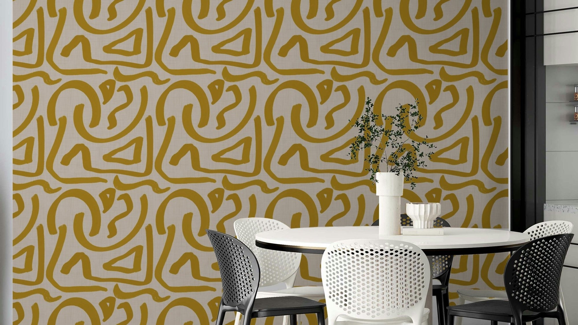 Mustard scribble brush wallpaper GD652

