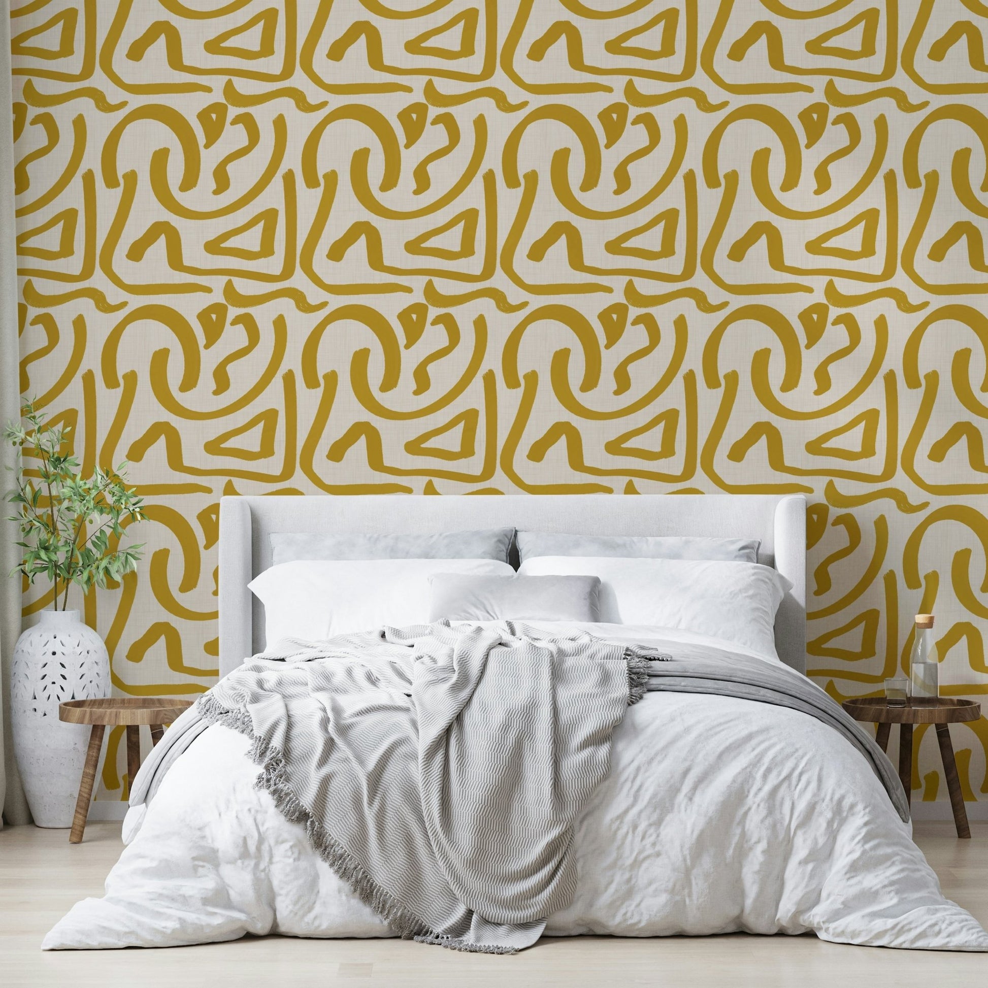 Mustard retro brushstroke wallpaper


