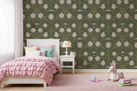 Nouveau Tulips Wallpaper with flowing stems and ornate botanical structure, GD9112