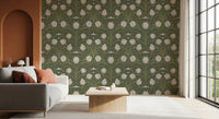 Home Office Retro Nouveau Wallpaper in a symmetrical tulip pattern layout, GD9112