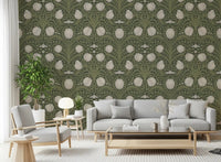 Tulips Wallpaper with decorative floral symmetry and vintage linework, GD9112