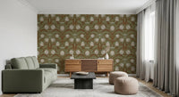 Hallway Nouveau Tulips Wallpaper in brown vines and tulip repeat