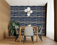 Nautical stripe mural for living room walls
