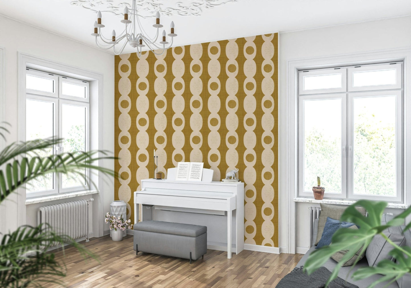 Bold geometric style Retro Ovals Wallpaper mural
